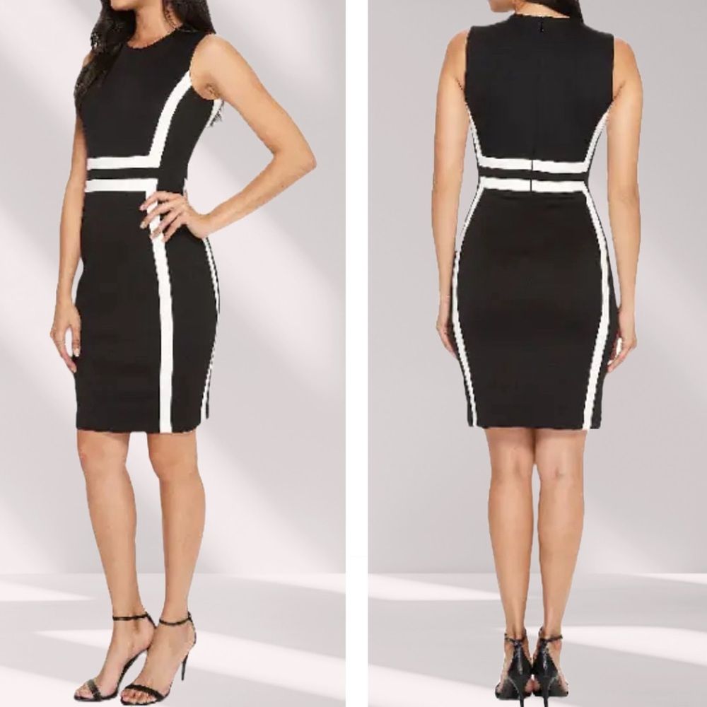 Calvin Klein | NWOT Women’s Black/White Scuba Sheath Sleeveless Dress | Size 16W